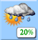 Parcialmente nublado, y luego nublado con la probabilidad de lluvia Parcialmente nublado, y luego nublado con la probabilidad de lluvia